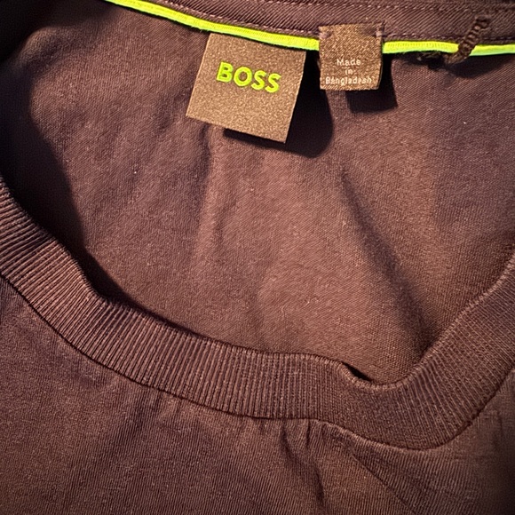 Hugo Boss Chocolate Brown Tee with Lime Accents - Picture 2 of 3